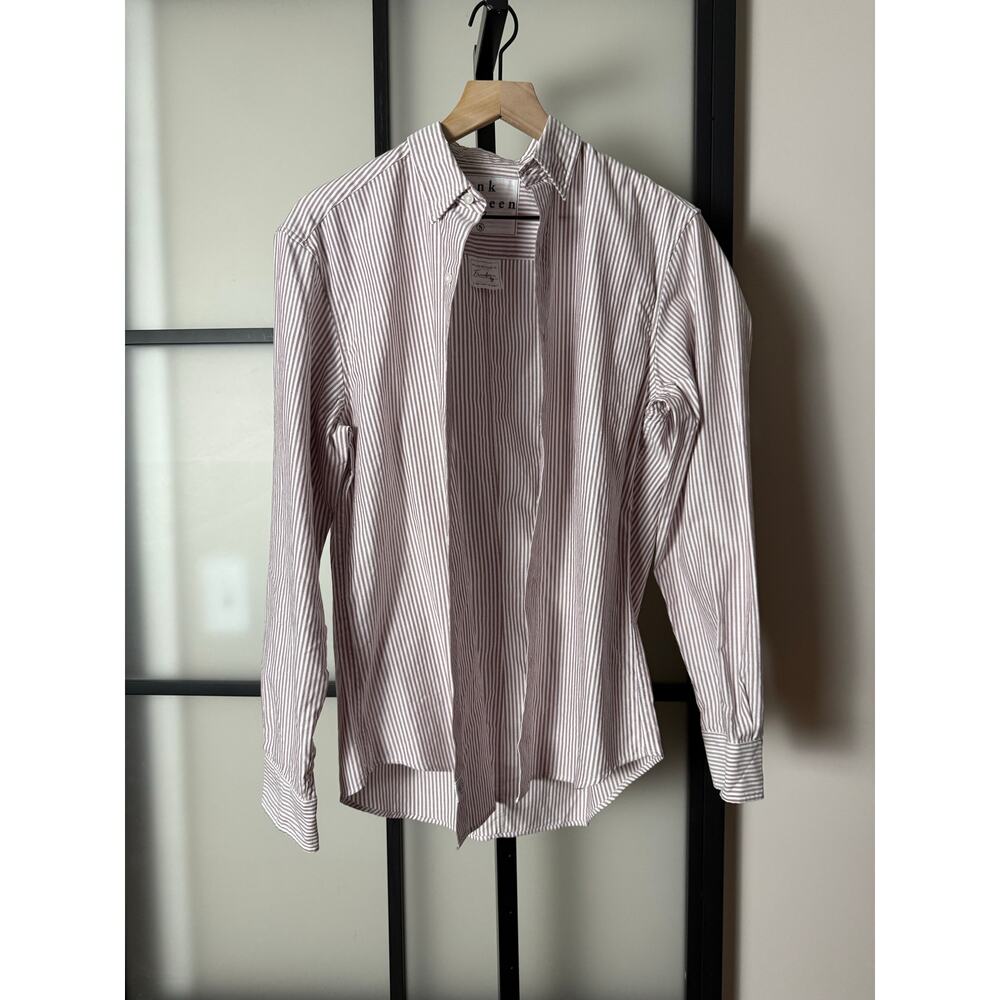 Frank & Eileen Slim Fit Button-Down Shirt in White with Burgundy Stripes